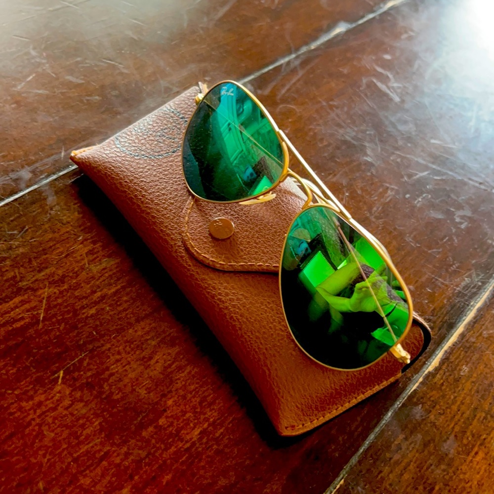 Greenish bluish tinted ray bans